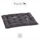 Graues Hundebett mit gepolstertem Design, 60 cm mal 50 cm groß, beschriftet mit "Pointer" und Größe "L."