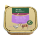Real Nature Adult Haustierfutterdose, mit "Huhn mit Wild" in Deutsch, Französisch und Spanisch, mit Illustrationen eines Huhns und eines Rehs.