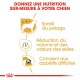 Image promouvant une nutrition sur mesure pour chiens avec le texte : "Donnez une nutrition sur-mesure à votre chien" et des icônes pour la santé du pelage et les mangeurs difficiles.