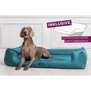 ® GOOFY - Orthopädisches Hundebett aus Polyester inkl. Matratzenschoner petrol 1,3 m, 25 cm, 1 m
