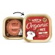 Zwei Katzenfutterbehälter von Lily's Kitchen, mit "Bio-Rindfleisch-Dinner" und "Bio-Pâté Rindfleisch," die vollständige Ernährung hervorheben.