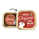 Dwa pojemniki na karmę dla kotów od Lily's Kitchen, z oznaczeniami 'Organiczne danie wołowe' i 'Organiczne pasztetowe wołowe,' podkreślające pełne odżywianie.