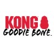 Rotes KONG-Logo mit roter Spielzeugsilhouette und schwarzem Pinselstrich-Text "GOODIE BONE" auf weißem Hintergrund.