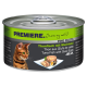 Katze Futterdose mit einer getigerten Katze auf dem Etikett, mit dem Text 'Thunfisch mit Wachtelei' und 'JELLY.'