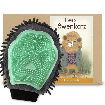 LEO LÖWENKATZ Fellpflegehandschuh 2 in 1: Als Katzenbürste für Katzenhaare und die Fellpflege und als Handschuh für die 