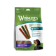 Whimzees Wellness Daily Dental Treats Beutel (XS Stix), 56 Leckerlis, reduziert Plaque und Zahnstein, Abbildung eines kleinen schwarz-braunen Hundes