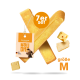 Käse Kaustange für Hunde, 7er Set, Größe M, Made in Germany, mit zwei käsegeschmacklichen Kaustangen und einem Hundebild auf dem Etikett.