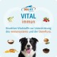 Verpackung DOG FIT VITAL immun — lächelnder Border Collie, Zutaten-Icons und deutscher Text 'Bioaktive Vitalstoffe'