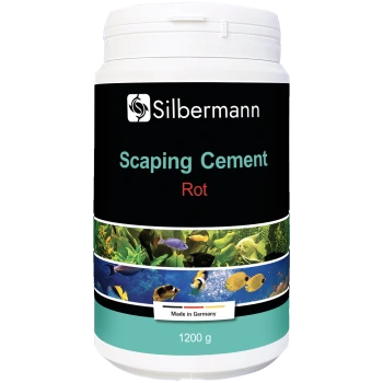 Behälter mit Silbermann Scaper's Cement in Schwarz, beschriftet mit "Scaper's Cement Schwarz", mit aquatischen Bildern und "Inhalt: 1200 g."