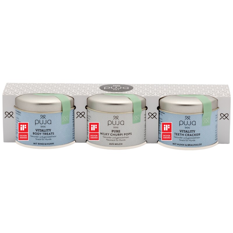 PUJA Snacks Probierset Wohlbefinden für Hunde 150g