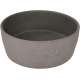 Gray pet food bowl with a textured surface, featuring the text "MORE FOR CATS & DOGS" embossed on the side.
