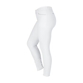 Weiße Reitleggings mit schlankem Design, mit einer Reißverschlusstasche und einer engen Passform.
