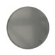 Graue runde Fressmatte für Haustiere mit einer glatten Oberfläche und einem kleinen Logo mit der Aufschrift "LUCY BALU" am Rand.