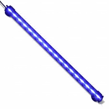 Blaue LED-Lichtleiste, die für Haustierlebensräume konzipiert ist, mit mehreren hellen Lichtern entlang einer langen, flexiblen Leiste.