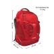 Roter Haustiertrage-Rucksack mit den Maßen 53,3 cm Höhe, 25,4 cm Breite und 33 cm Tiefe, geeignet für Haustiere bis zu 11,3 kg.
