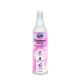 Flasche "Shampoo Shiny" für Haustiere, 250 ml, mit einem pink-weißen Design und Text in Deutsch und Englisch, der ein glänzendes Fell fördert.