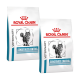 Zwei Taschen mit Royal Canin Veterinary Sensitivity Control Katzenfutter, mit einem Katzenbild und Text, der den Produktnamen und den Zweck angibt.
