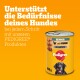 Eine Dose Pedigree Hundefutter mit einem schwarzen Hund auf dem Etikett, mit deutschem Text über Hühnerpastete für Senioren auf orangefarbenem Hintergrund.