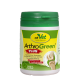 Behälter von cdVet ArthroGreen Plus, ein natürliches Ergänzungsmittel für die Gelenkgesundheit, mit grünem Deckel und einem Knochen-Graphic, mit Text auf Deutsch.