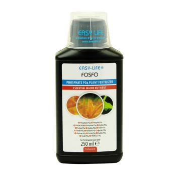 Flasche Easy-Life Fosfo Phosphat PO4 Pflanzen-Dünger, 250 ml, gekennzeichnet als essentielles Makronährstoff für Süßwasser.