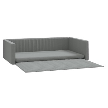 Graues Haustiersofa mit ausziehbarem Bett, mit einem eleganten Design und weichem Stoff, ideal für Haustiere zum Entspannen.
