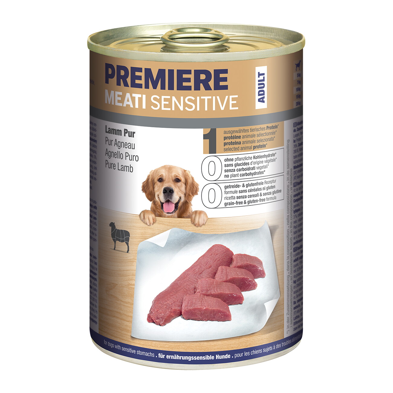 PREMIERE Meati Sensitive Pur Nassfutter Hund, Adult, Lamm pur 6x400 g