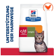 Hill's Prescription Diet c/d Stress Multicare Katzenfutterbeutel mit einer grauen getigerten Katze mit blauem Halsband und Text auf Deutsch.