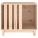 Holz-Haustierkäfig mit lamellenartigen Seiten, mit einem einfachen Design und einer natürlichen Oberfläche, geeignet für kleine Tiere.