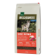 Torba karmy dla psów 'Wilderness Adult Great Outback' z wilkiem w lesie, prezentująca 70% mięsa, 30% owoców/warzyw, 0% zbóż.