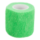 Bright green self-adhesive cohesive pet bandage roll with white cardboard core, textured fabric wrap