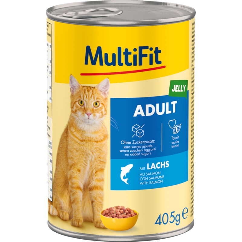 MultiFit nat kattenvoer Adult, in gelei, Zalm 24x405 g
