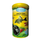 AQUARIS Green Chips Behälter für Zier- und Bodenfische, mit Bildern von Fischen und dunklen Kieseln, mit dem Text 'PLUS ANTI OXIDANT.'