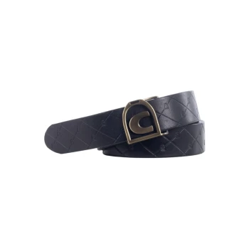 Gürtel CavalTale 75 cm Schwarzes Haustierhalsband mit einem dekorativen geprägten Muster und einer goldfarbenen Schnalle mit einem stilisierten Buchstaben 'C'.