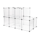 Durchsichtiger mehrstöckiger Haustierkäfig mit einer Treppe, ausgestattet mit transparenten Paneelen und schwarzen Verbindern. Ideal für kleine Tiere.