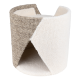 Gemütliches Haustierhöhlenbett mit einem geteilten Design, einem strukturierten beigen Äußeren und einem weichen weißen Fleece-Innen.