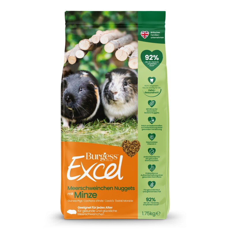 Burgess Excel Nuggets mit Minze – hochwertiges Meerschweinchenfutter 1,75KG