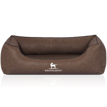 Hundebett Henderson aus marmoriertem Kunstleder braun M-L