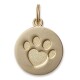 Goldenes Haustieranhänger mit einem Pfotenabdruck und einem Herz in der Mitte, entworfen für Tierliebhaber.