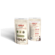 Verpackung für "Shiimun Slim", ein Haustierergänzungsmittel mit dem Shiitake-Pilz, mit Symbolen für natürliche Inhaltsstoffe und gesundheitliche Vorteile.