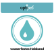 Logo von "optipet" mit einem Wassertropfen-Symbol und dem Text "wasserfestes Halsband" darunter.