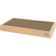 Tapis à gratter en bambou pour chats et chiens avec une surface texturée, étiqueté "PLUS POUR CHATS & CHIENS" sur une plaque métallique.