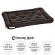 Schwarzes Haustierbett von Doctor Bark, mit gepolstertem Design, mit Text, der Haltbarkeit, Hygiene und Waschbarkeit bis 95°C hervorhebt.