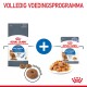 Royal Canin Light Weight kattenvoer verpakking met droge brokjes en natvoer op een bord, met de tekst 'Volledig Voedingsprogramma'.