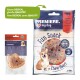 Dog treat packaging shows a smiling corgi and a heart-shaped chew labeled "Fun Snack Chew Heart" with "New DESIGN, same QUALITY."