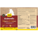 deukavallo Vitamin E+Selen Ergänzung für Pferde, mit einem roten und beigen Design, mit Nährwertinformationen und Anwendungshinweisen.