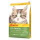 Ein Sack Josera Kitten Grainfree Katzenfutter mit einem Kätzchenbild, das "GETREIDEFREI" und Vorteile für Wachstum und gegen Haarballen hervorhebt.