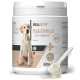 Behälter mit REAVET Magenmild-Pulver für Hunde, 500g, mit einem beigen und weißen Design mit einer Hundesilhouette und dem Etikett "Made in Germany."