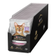 Boîte de nourriture pour chat Purina Pro Plan présentant un chat tigré à l'avant, étiquetée "Adult Delicate Digestion," avec du texte en français.