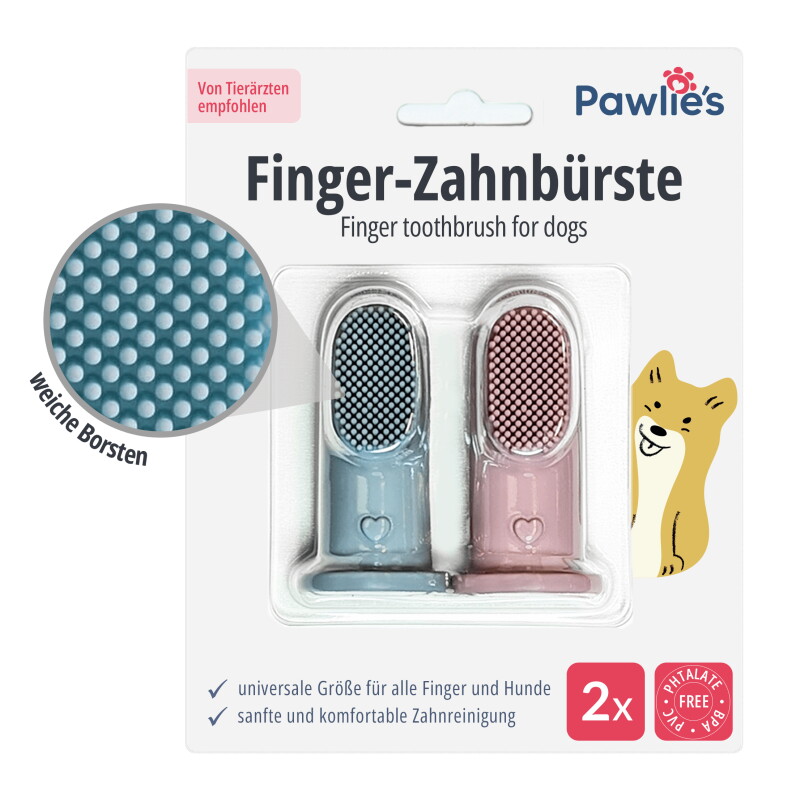Pawlie's Finger-Zahnbürste für Hunde 2er