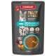 Fleischeslust Katzenfutter-Beutel Pussy Deluxe — Forelle mit Pute & Hühnchen Pâté, 85 g, getreidefreies Alleinfuttermittel
